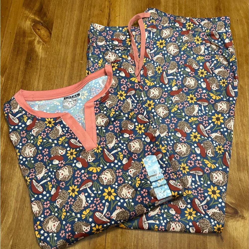 Blue and Pink Women's Pajama Set